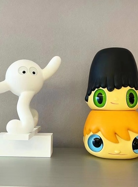 大眼仔花盆潮流盲盒摆件收藏卡通玩具