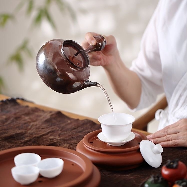 【明德园】潮州砂铫壶煮水红泥窑变急须壶家用功夫茶炭炉电陶煮茶