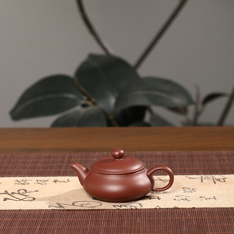 潮州手拉壶小容量原矿紫泥大宽口明炉壶三杯工夫茶紫砂手工茶壶