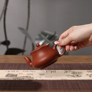 潮州工夫茶三杯朱泥大口径手拉壶冲茶罐君德壶紫砂泡茶壶朱泥