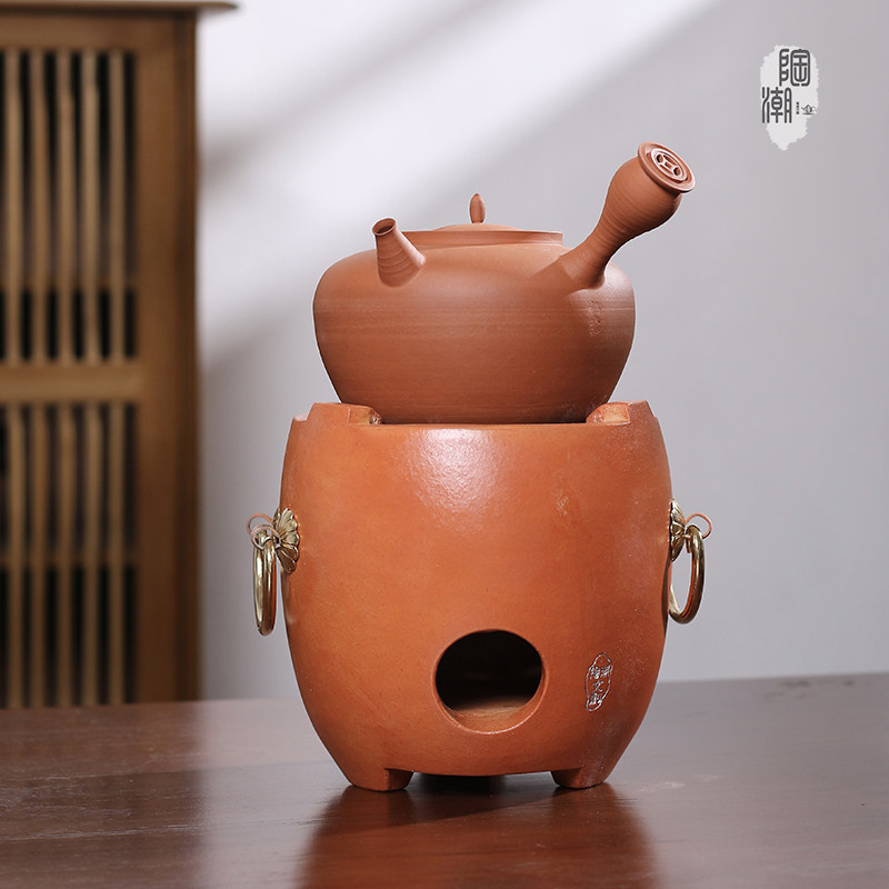 【陶潮文创】福建纯手工副榜炉炭炉红泥煮茶炉核桃碳炉烧水砂铫壶