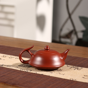 全手工大红袍将军壶潮州手拉壶三杯冲茶罐茶壶工夫紫砂泡茶壶朱泥