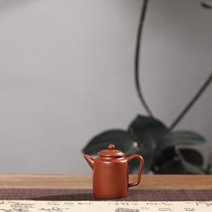 全手工鱼籽朱泥汲直壶手拉壶三杯冲茶罐茶壶工夫家用泡茶壶朱泥
