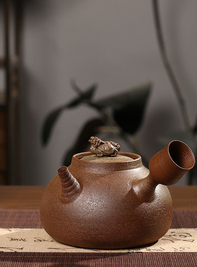 潮州工夫茶柴烧龙龟侧把砂铫茶室围炉跳盖泡茶烧水壶煮水砂铫