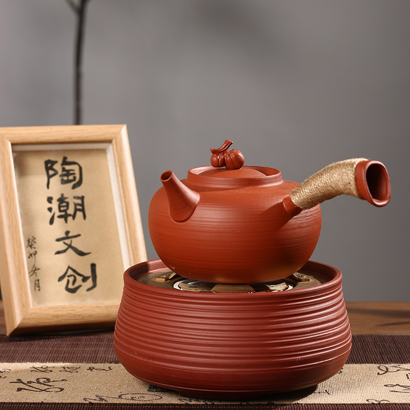 【陶潮文创】潮州砂铫烧水小型茶具侧把砂铫壶陶壶煮水煮茶壶陶瓷图片