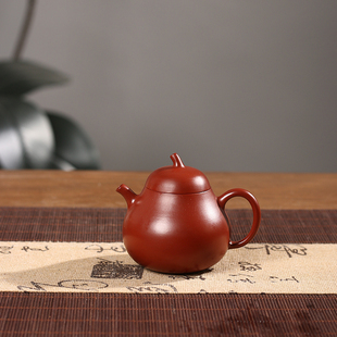 全手工大红袍茄瓜壶潮州手拉壶三杯冲茶罐茶壶工夫紫砂泡茶壶朱泥