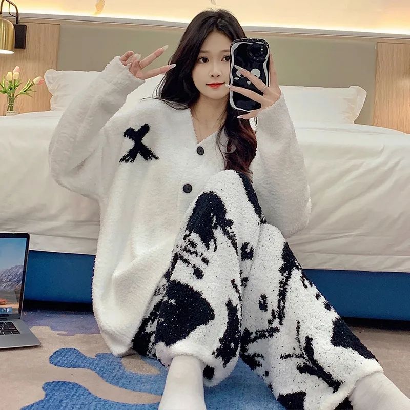 秋季高颜值开衫睡衣女冬