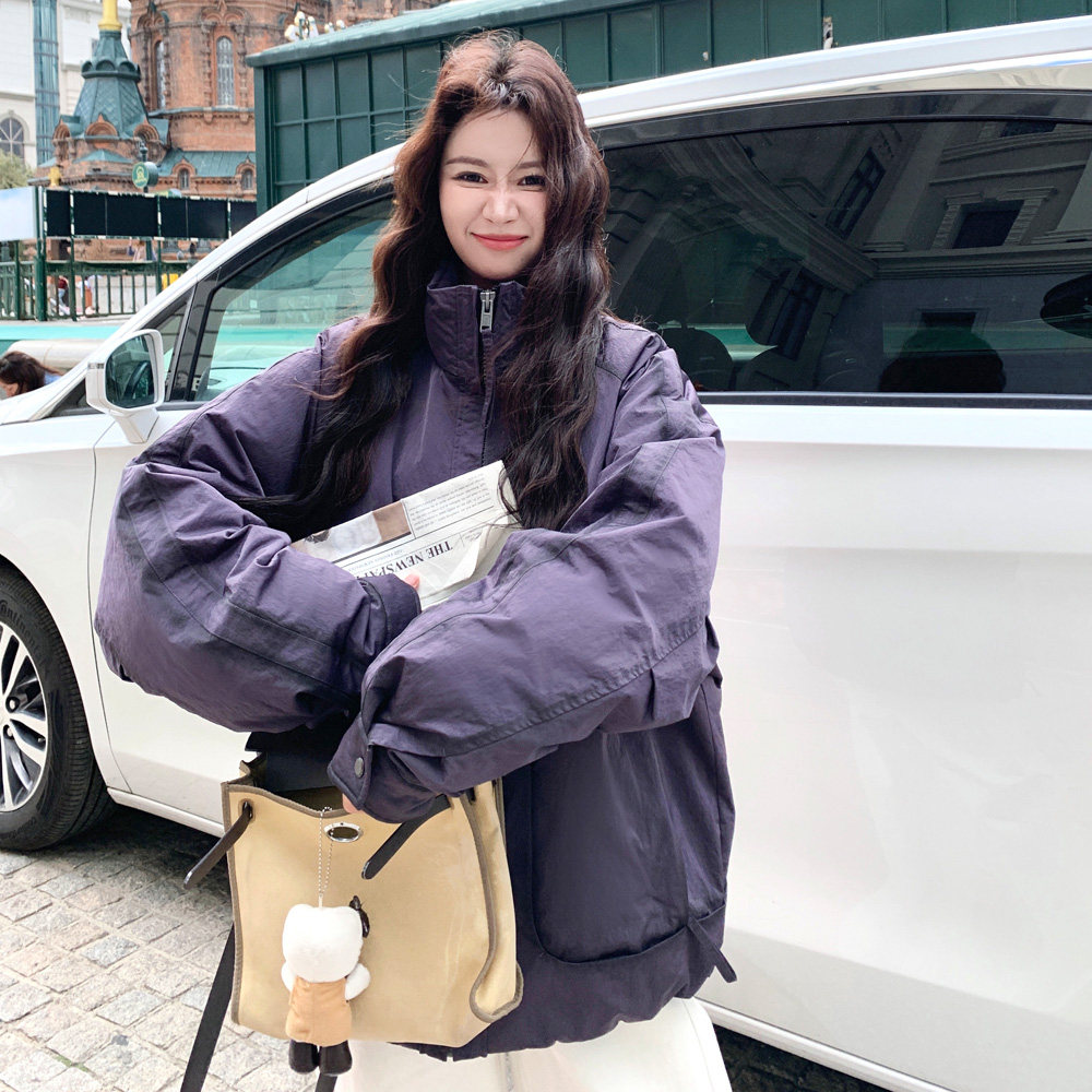 韩版减龄立领面包服女2025年冬季新款宽松加厚显瘦90白鸭绒羽绒服,女装羽绒服,2C100