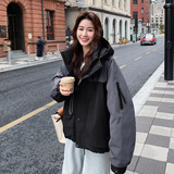 深灰色韩版时尚宽松美式羽绒服女秋冬季加厚派克服韩系小个子外套，女装羽绒服，2C100