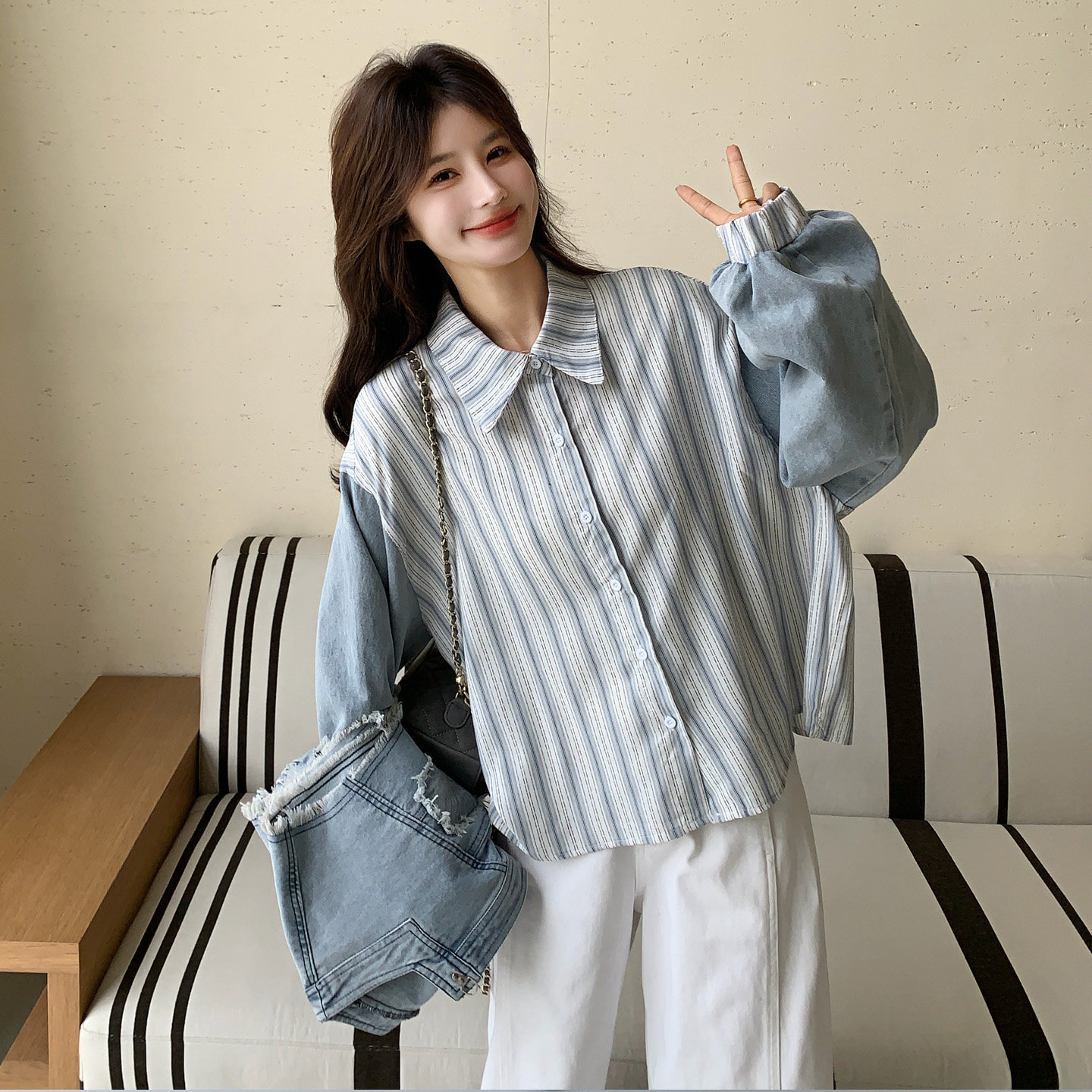 新款2026春季高品质牛仔马甲两件套外套6007P175控288,女装短外套,2C100