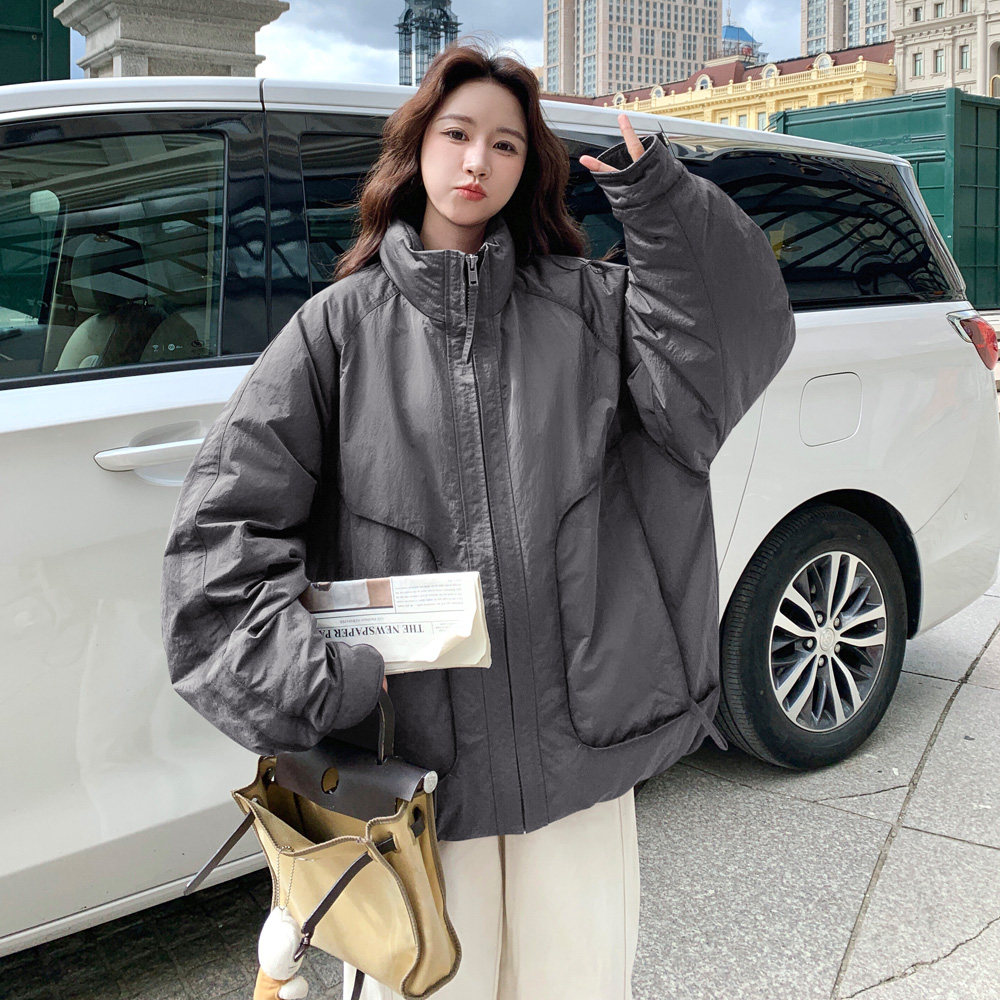 韩版减龄立领面包服女2025年冬季新款宽松加厚显瘦90白鸭绒羽绒服,女装羽绒服,2C100
