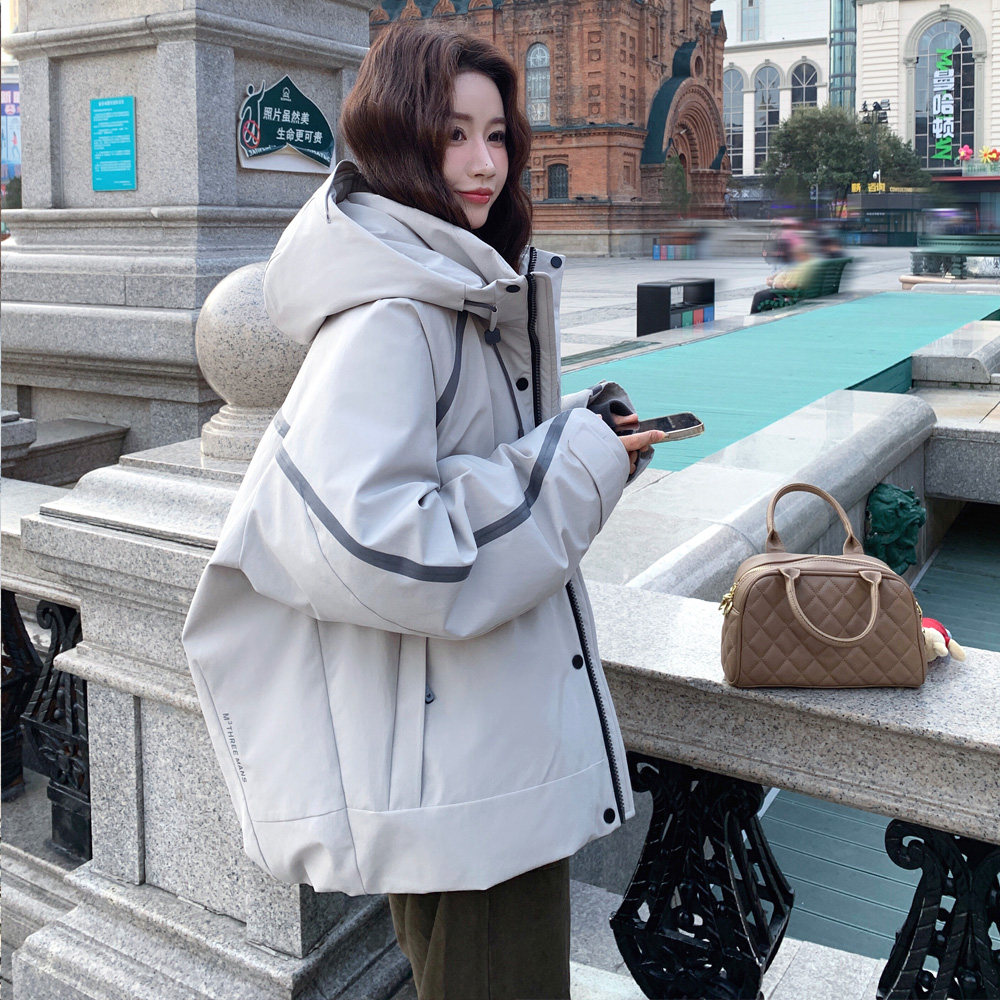工装风连帽加厚羽绒服外套女深冬2025新款白鸭绒爆款派克服高级感,女装羽绒服,2C100
