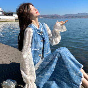 高品质牛仔蕾丝三件套6003P225控368 新款 首发新款 2026春季