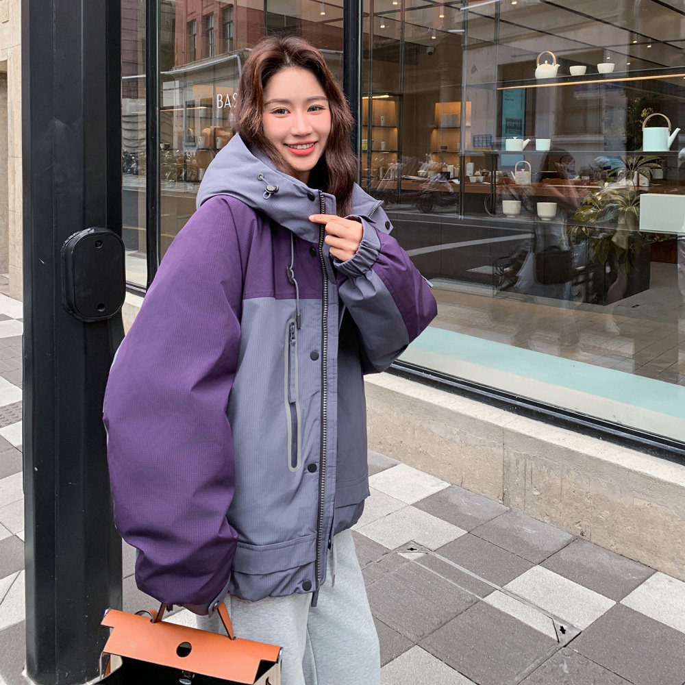 深灰色韩版时尚宽松美式羽绒服女秋冬季加厚派克服韩系小个子外套,女装羽绒服,2C100