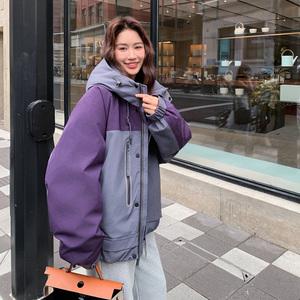 深灰色韩版时尚宽松美式羽绒服女秋冬季加厚派克服韩系小个子外套图片