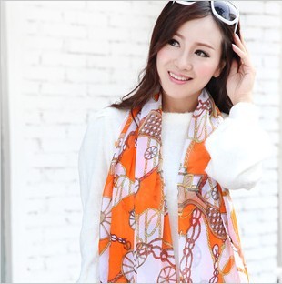 2017款女士韩版绒雪纺长丝巾秋冬长款乔其纱雪纺大披肩夏季薄型