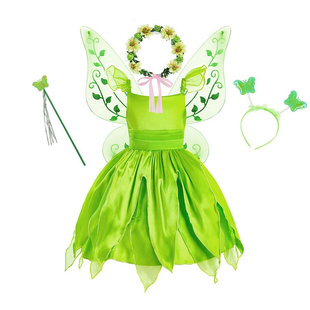 万圣节圣诞绿色小精灵儿童奇妙仙子小叮当公主裙Tinkerbell演出服