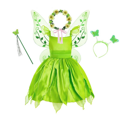 万圣节圣诞绿色小精灵儿童奇妙仙子小叮当公主裙Tinkerbell演出服