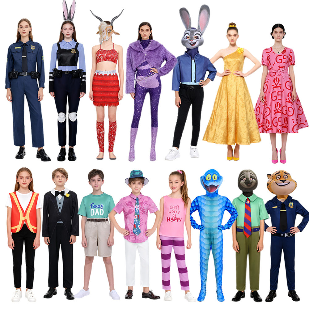 新品疯狂动物城2cos服朱迪狐狸尼克豹警官角色扮演服粉色衬衣领带