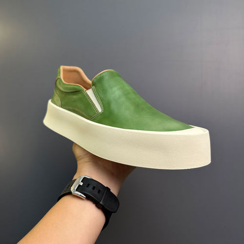 真皮一脚蹬休闲板鞋防滑厚底
