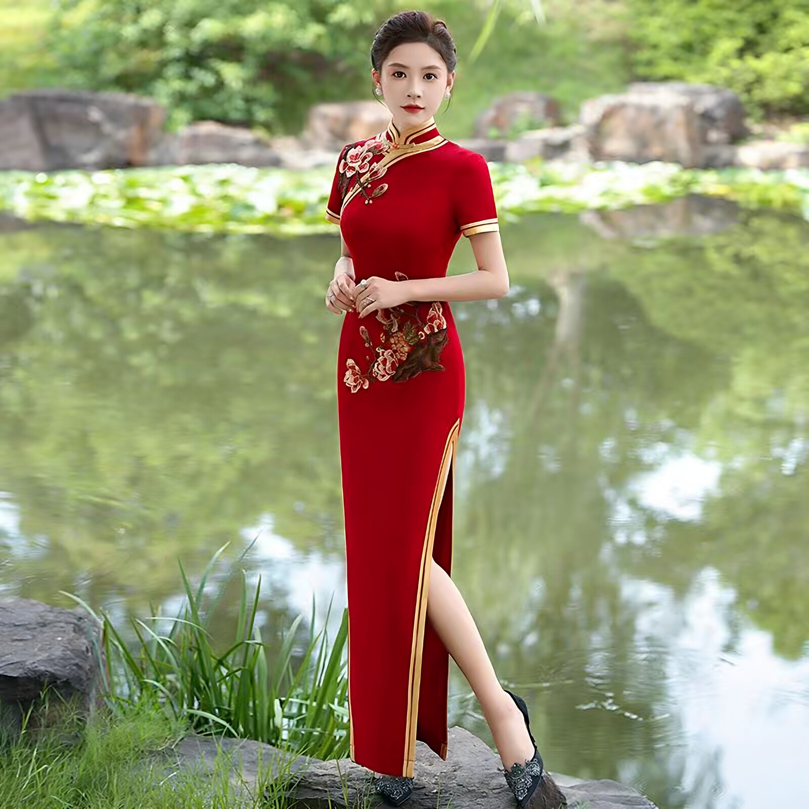 中国风演出演出服高端走秀旗袍