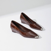 BAFFN 芭芬26春新职场灵感静奢风优雅赤陶棕坡跟单鞋 牛漆皮4CM