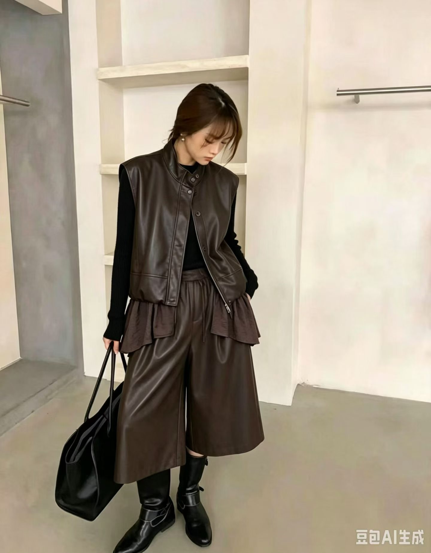 200斤胖mm大码女装秋冬PU大码套装