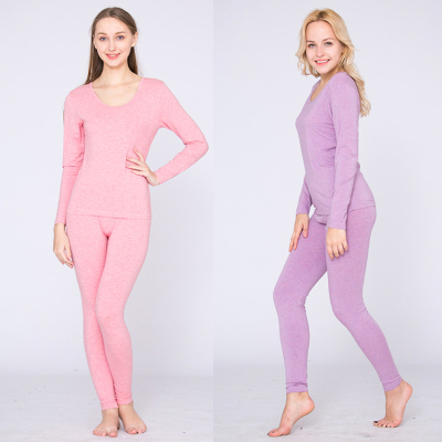 竹纤维女士薄款保暖抗菌内衣套装