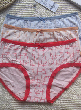 新款 专柜正品 欧林雅竹纤维女士印花中腰抗菌内裤NVN5205