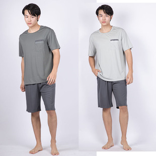 正品欧林雅竹纤维男士睡衣 圆领薄款休闲运动家居服套装 FJD3102