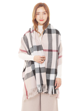 秋冬新款 正品欧林雅女士时尚围巾 格纹流苏保暖披肩丝巾QW95221