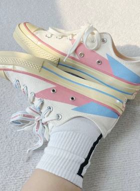 Converse新款匡威1970S做旧底彩色丝带撞色低帮平底帆布鞋A07150C