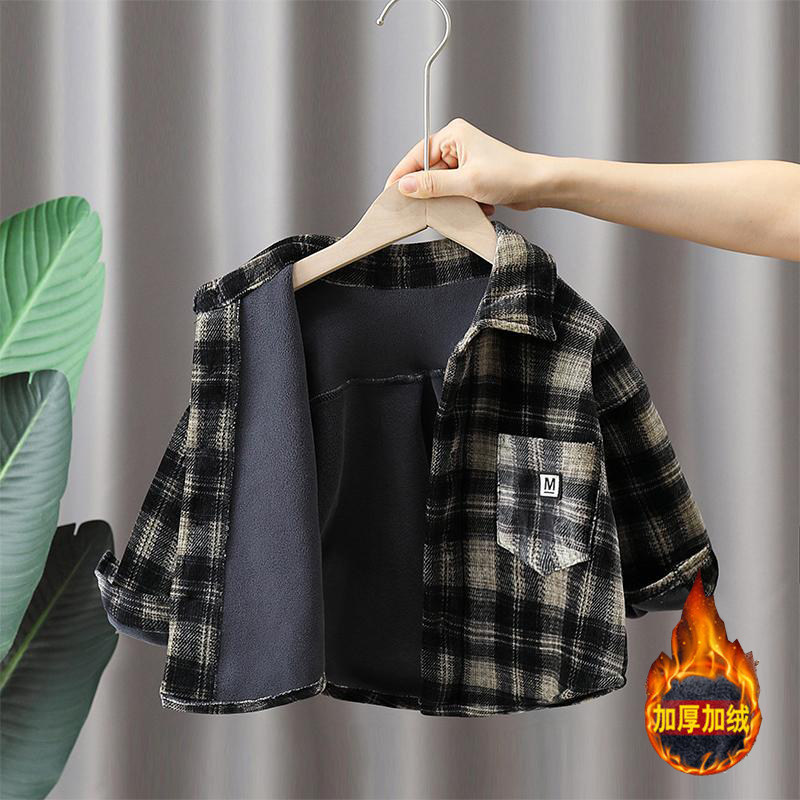 男童一体绒衬衫秋冬装洋气儿童加绒格子加厚外套冬季炸街保暖内搭,童装/婴儿装/亲子装,衬衫,淘宝优惠券,粉丝福利购,淘宝优惠卷