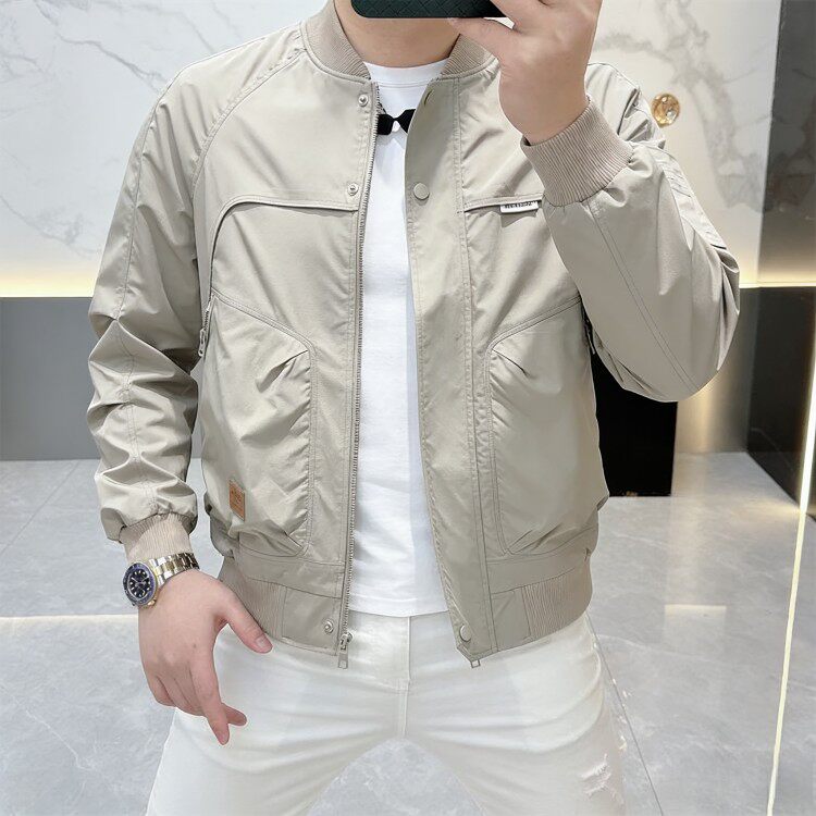 简约百搭棒球领男士外套韩版潮流男装上衣2026新款春秋季潮牌夹克