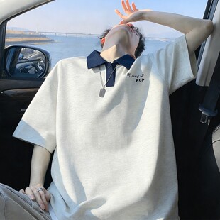 翻领短袖POLO衫男夏季潮牌宽松凉感半袖衣服青少年透气新款T恤衫
