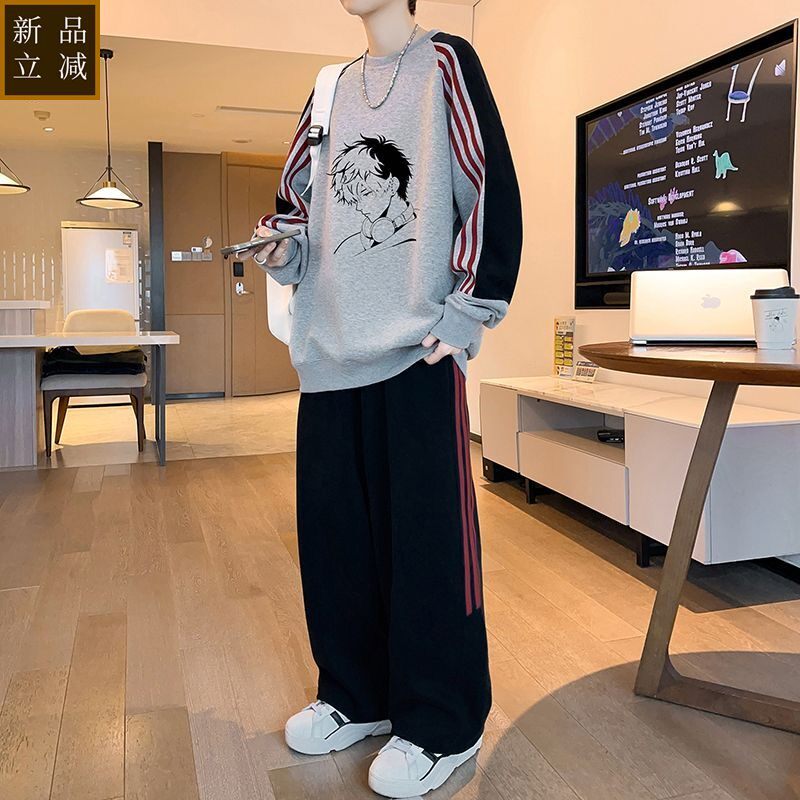 品质春秋款卫衣帅气男孩长袖卫衣长裤套装青少年学生休闲宽松运动