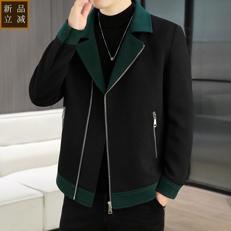 品质高品质男装2026秋季商务休闲连帽夹克男潮流时尚西装领休闲外