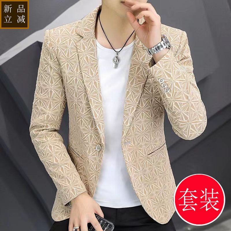 品质男士西装套装韩版修身夜场男装时尚发型师个性潮休闲西服外套