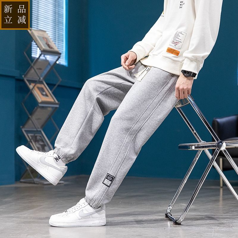品质秋冬潮牌青少年卫裤男孩初高中学生束脚裤胖大童帅气休闲运动