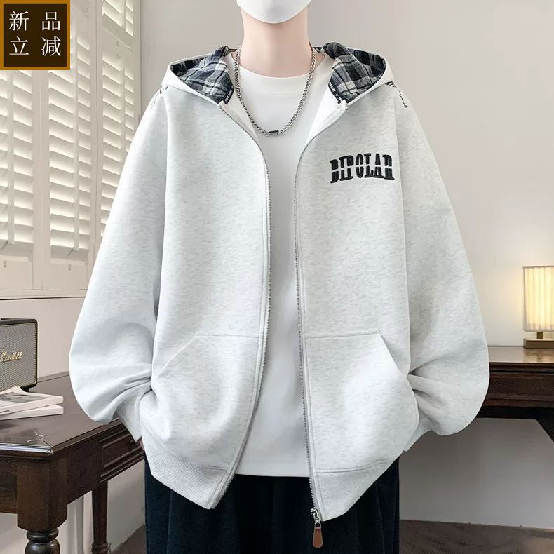 品质春秋款开衫卫衣男孩初中高中学生潮流帅气外套青少年大童春装