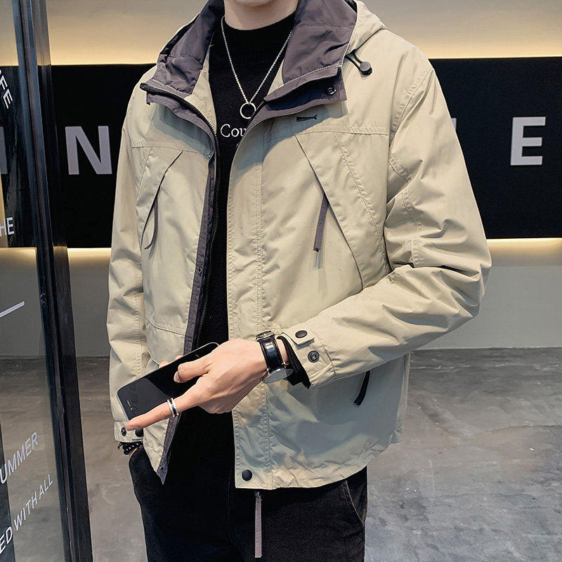 连帽外套男士韩版潮流春秋季2026新款工装冲锋衣款男装薄夹克春装