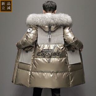 中长款亮面棉衣男士2025冬季新款加厚羽绒棉服潮流派克服棉袄外套