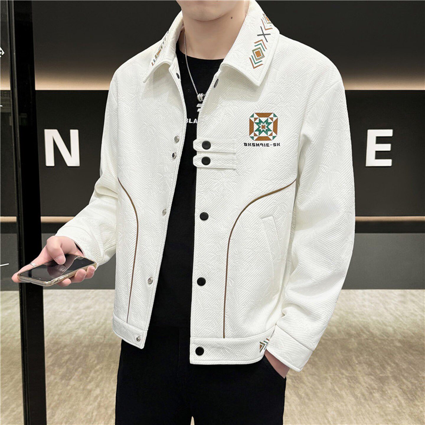 秋冬季翻领夹克男韩版潮流短款风衣男装高档痞帅休闲毛呢外套青年