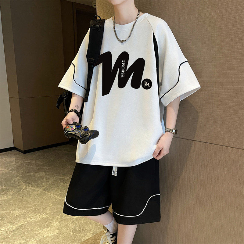 青少年短袖t恤运动套装男高中初中学生冰丝大童夏装帅气一套衣服