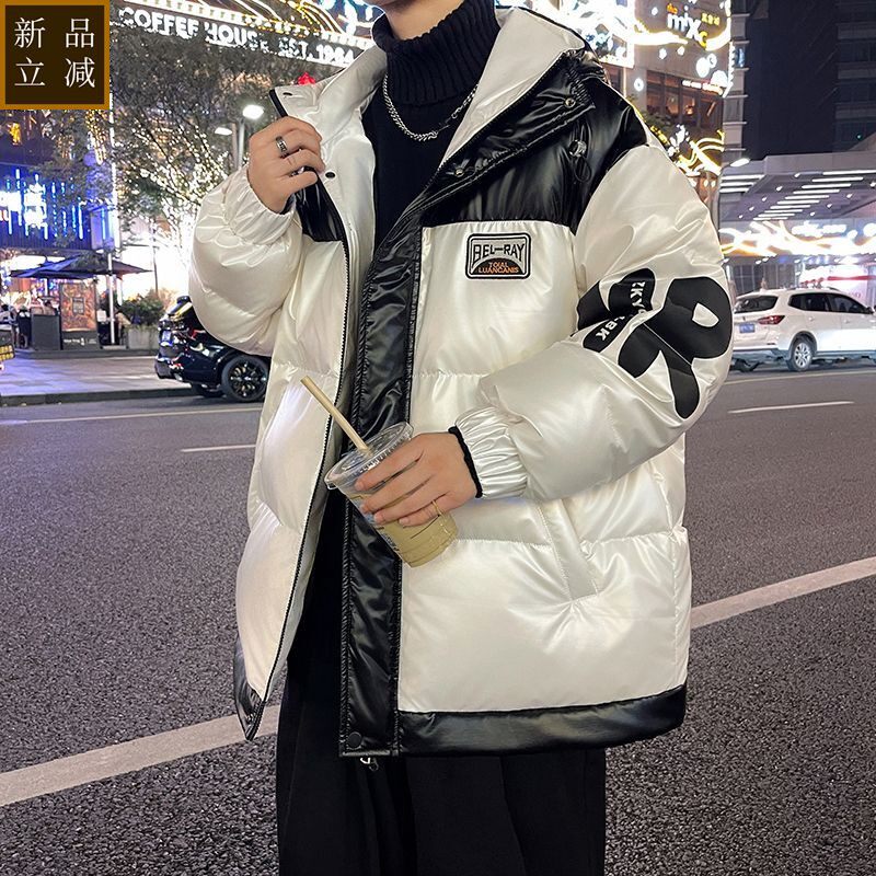 品质冬季加厚棉服男青少年新款连帽保暖棉衣亮面免洗棉袄男士潮流