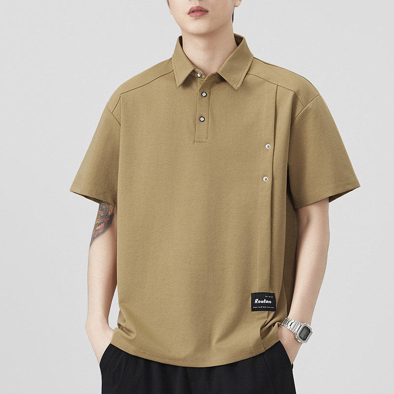 薄款休闲翻领上衣服2026夏季体恤衫Polo衫男短袖t恤冰丝吸汗宽松