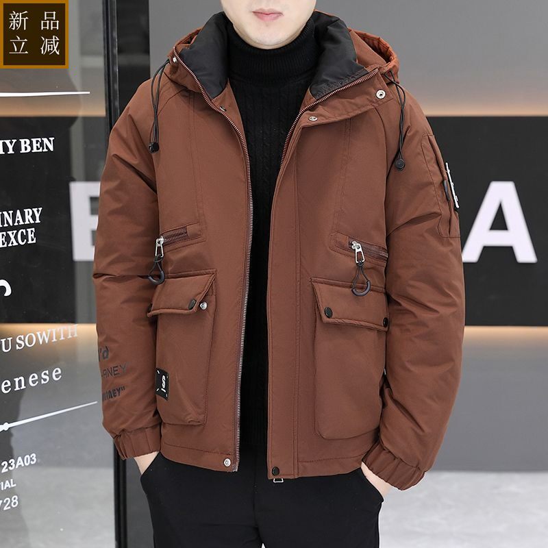 品质冬季新款男士短款工装连帽棉衣潮流棉服加厚夹克青年外套保暖