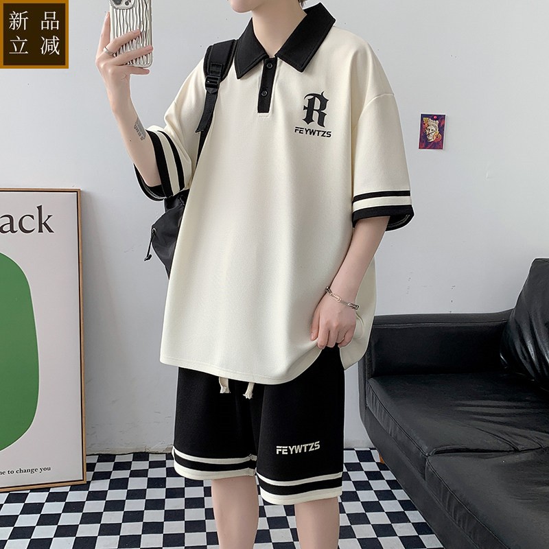 夏季短袖t恤男孩12-15岁初中学生13帅气半袖POLO衫14大童运动套装