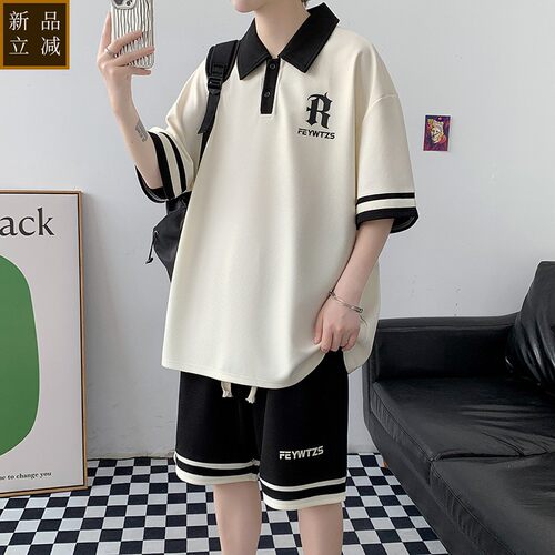 夏季短袖t恤男孩12-15岁初中学生13帅气半袖POLO衫14大童运动套装