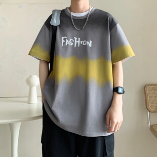 青少年冰丝短袖t恤男孩初中高中学生纯棉上衣服潮流帅气大童夏装
